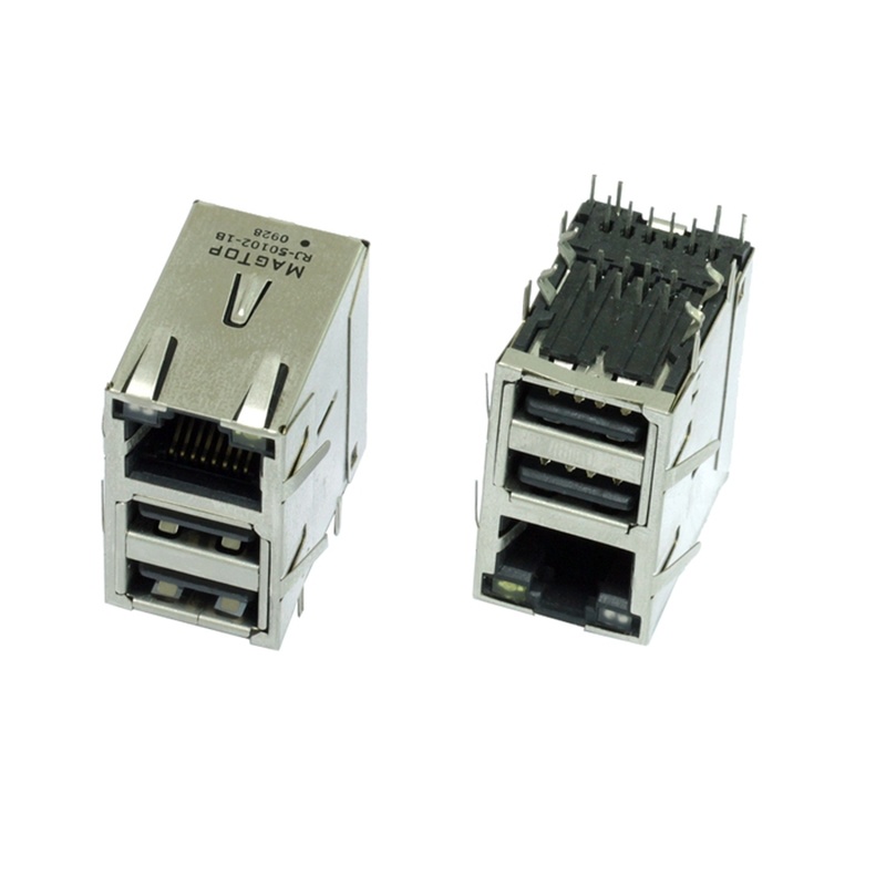 10/100Base-TX RJ45 / Dual USB Combo with LEDs Connector Modules